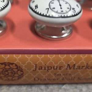 White Clock Face Ceramic Drawer Knob - Set of 6